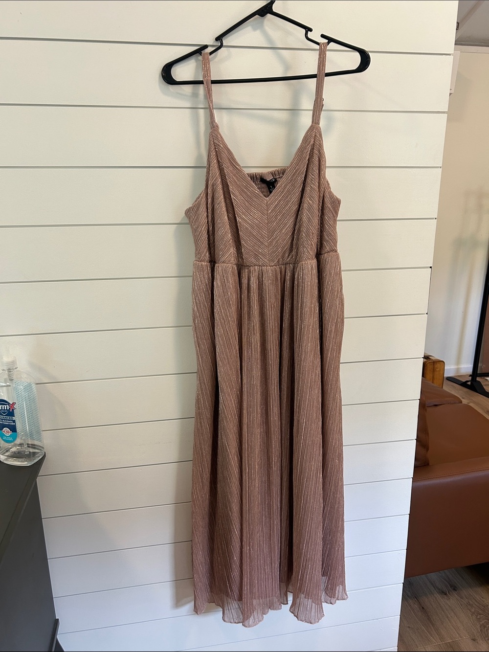 torrid Rose Gold Pleated Strappy Maxi Dress